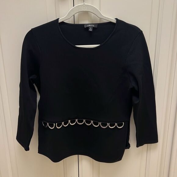 NWOT Carlisle 2 PIECE Black Metal Suit Skirt Set Sz M Formal Business Attire - Picture 7 of 9